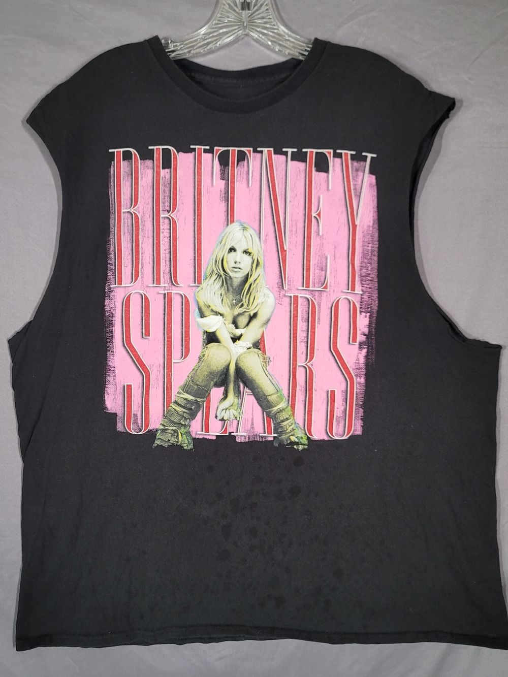 Britney Spears Official Merch Cut Off Muscle Tank Top Black XXL Y2K Concert Tee